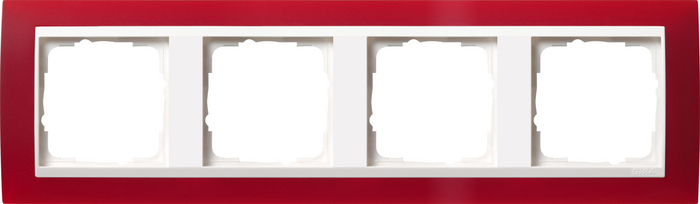 Gira event 4-местная Рамка полупрозрачный красный, внутренняя – глянцевый белый, арт. 0214398
