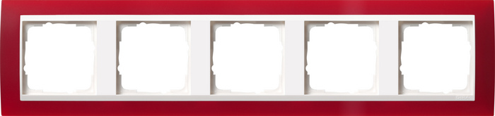 Gira event 5-местная Рамка полупрозрачный красный, внутренняя – глянцевый белый, арт. 0215398