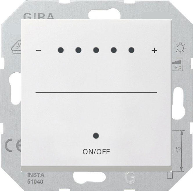 Gira System 55 белый гл. Светорегулятор сенс. с/п 3-420Вт (лн+эл.+КЛЛ+LED)