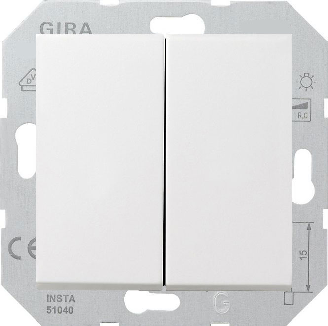 Gira System 55 белый гл. Светорегулятор сенс.на 2 канала 2х(50-220Вт) (лн+эл.+обм.)