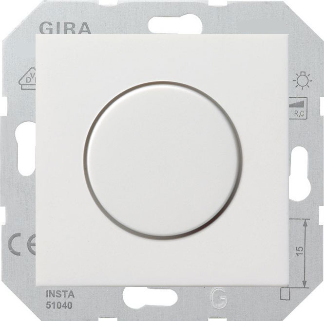 Gira F100 белый гл. Светорегулятор пов. 20-525Вт (лн+эл.тр.)