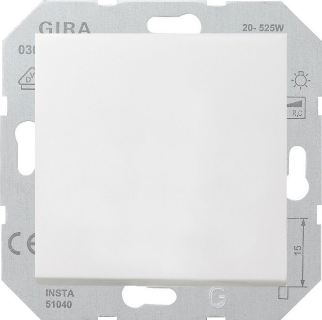 Gira F100 белый гл. Светорегулятор сенс. 1-10В (люм.лампы)