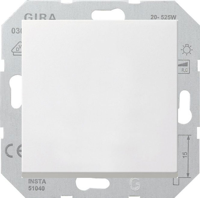 Gira E22 белый гл. Светорегулятор сенс. 20-500Вт (лн+обм.тр.)